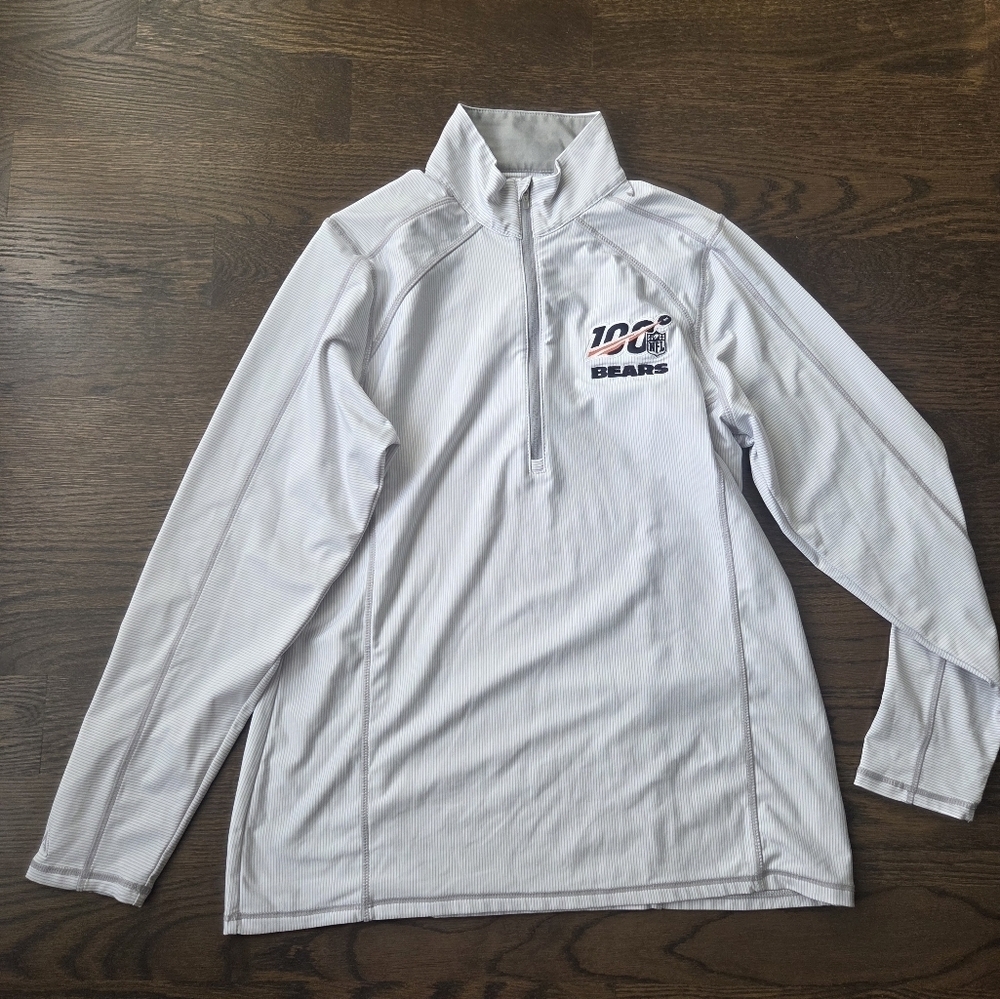 Antigua Womens White/gray Quarter-Zip Pullover with Bears Logo Sz.L